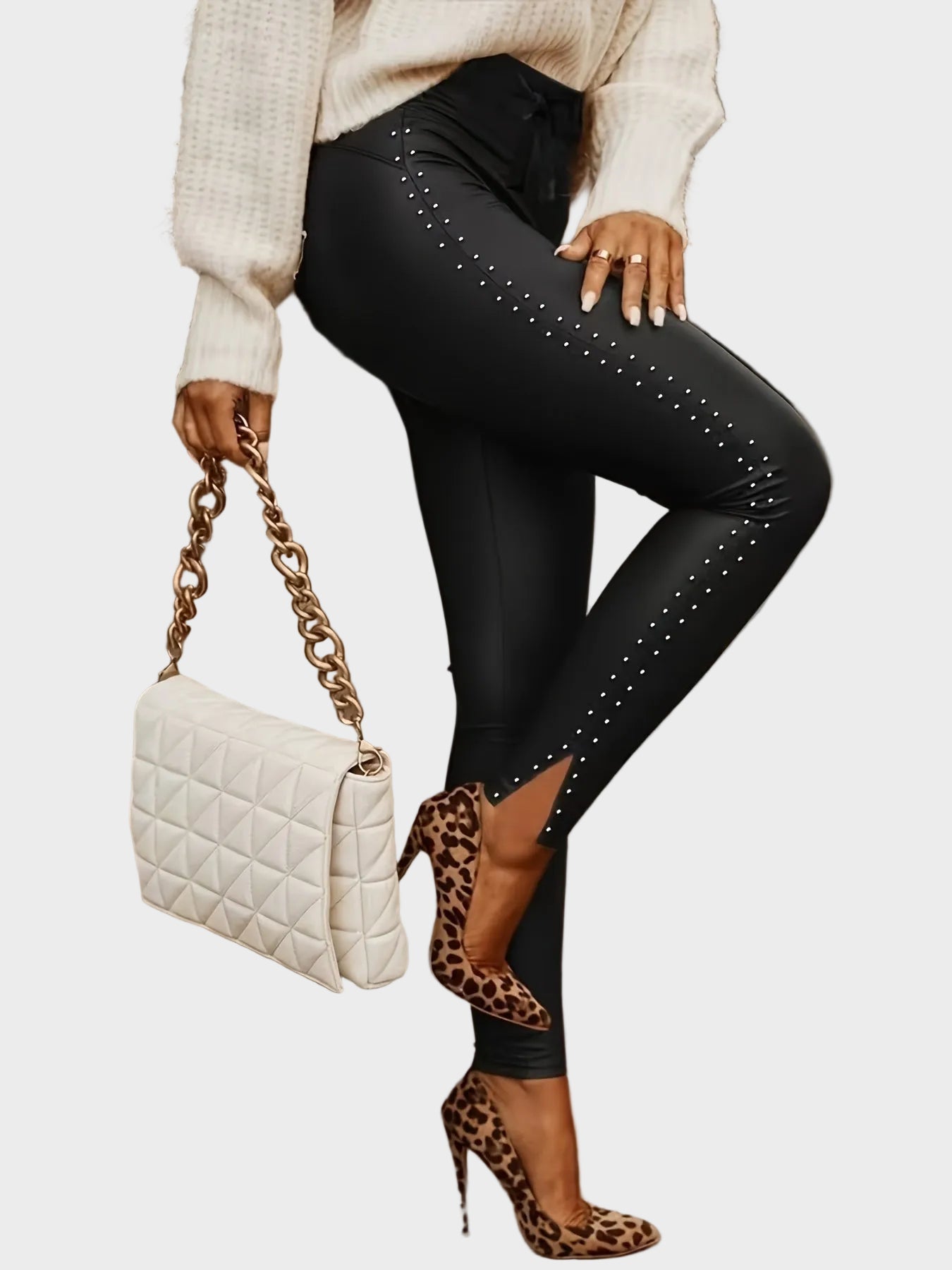Celene | Leather Pants with Prints