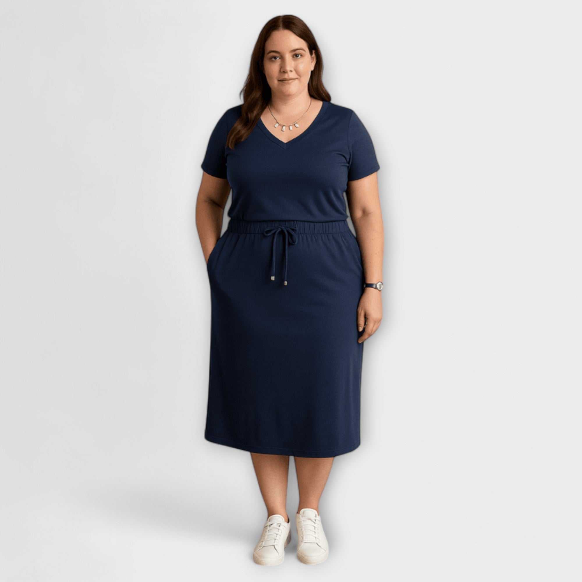 Danielle - Elegant scoop neck top and skirt