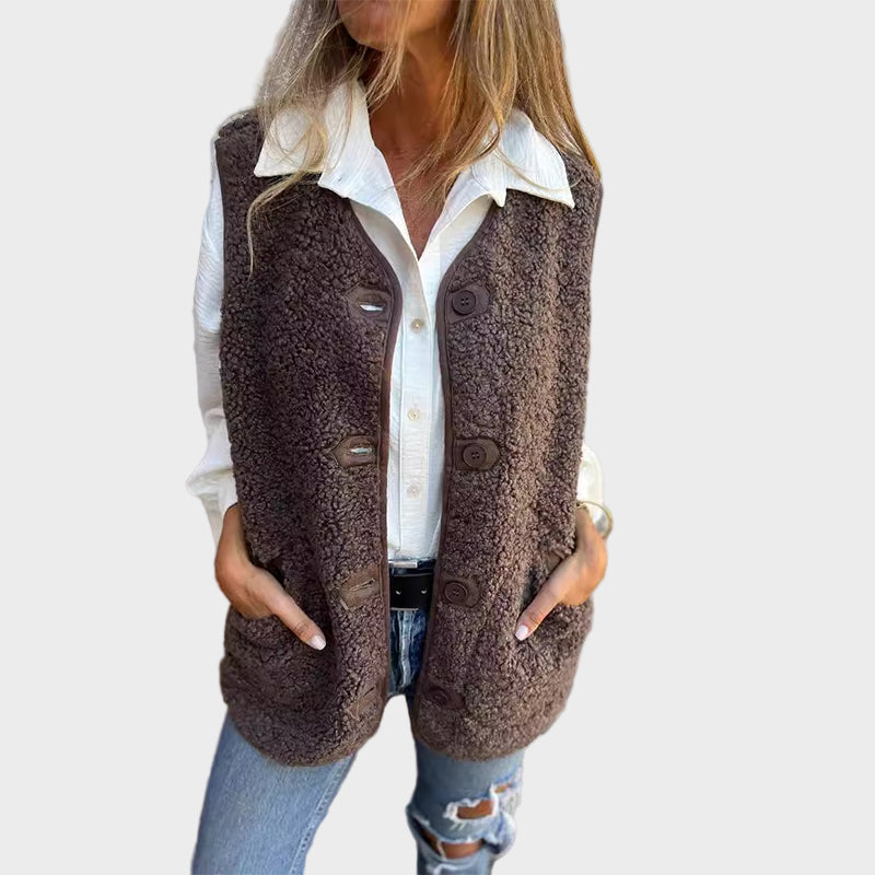 Lynora | Short Warm Vest with Buttons