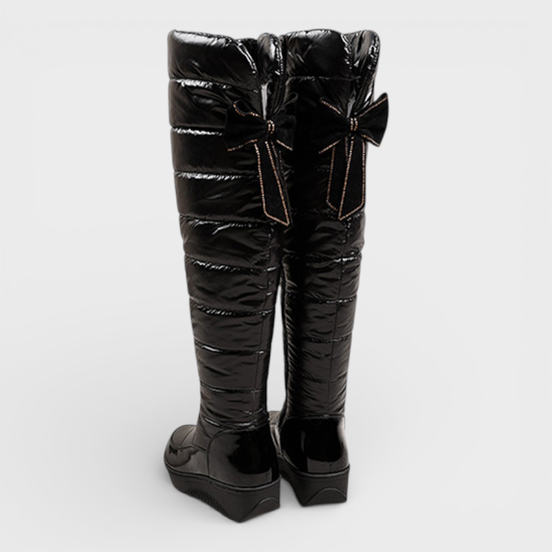 Janeth | Women's Warm Waterproof Tall Boots with Decorative Stripe